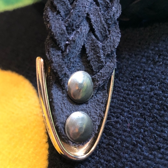 Vtg 80s/90s Capezio Genuine Leather Tipped Woven Western Belt - Picture 7 of 7